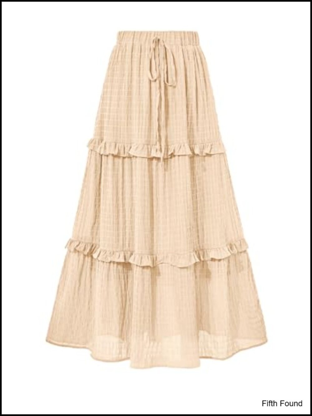 Casual Solid Maxi Skirt Flowy Flared A-Line High Waist Adjustable Drawstring